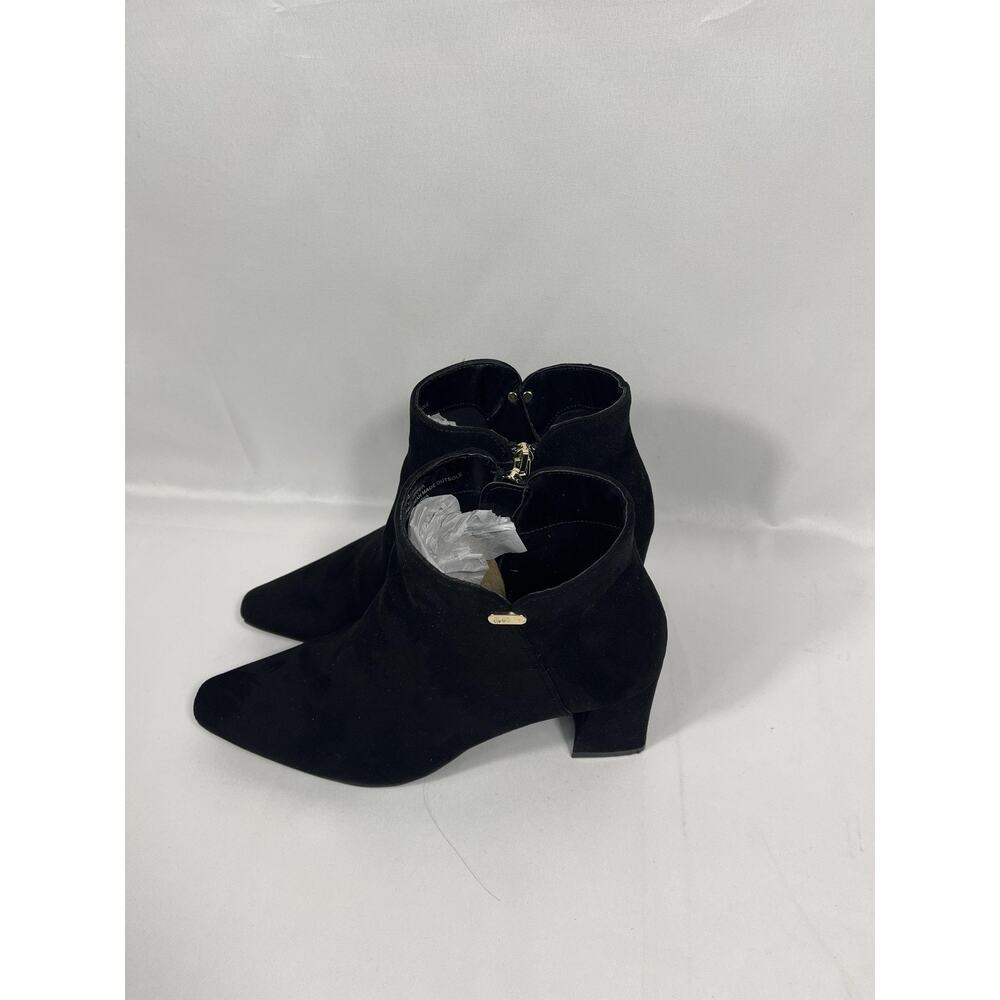Jones New York Shoes Women's Size 8.5 Black Delno Booties Heels Block Zip Suede - Picture 4 of 7